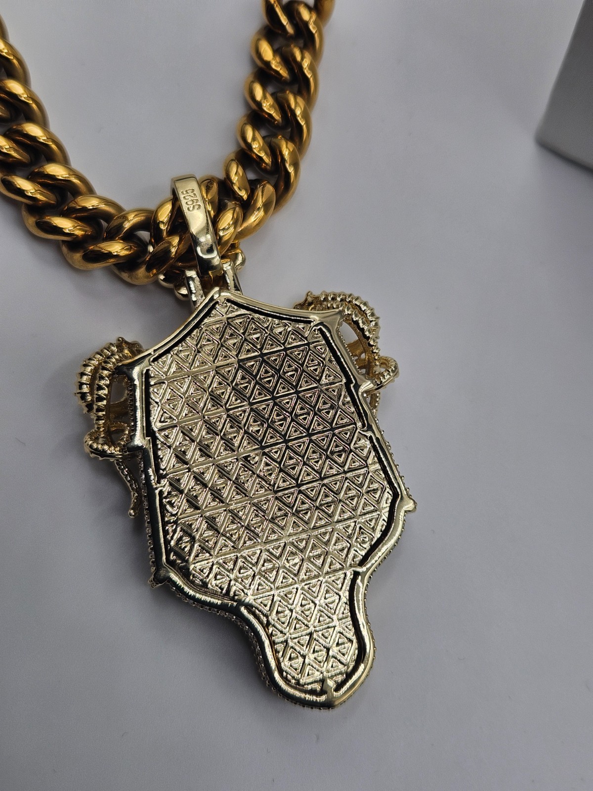 Heavy 925 Sterling Silver Samurai Pendant with 26” Gold-Plated Chain Set