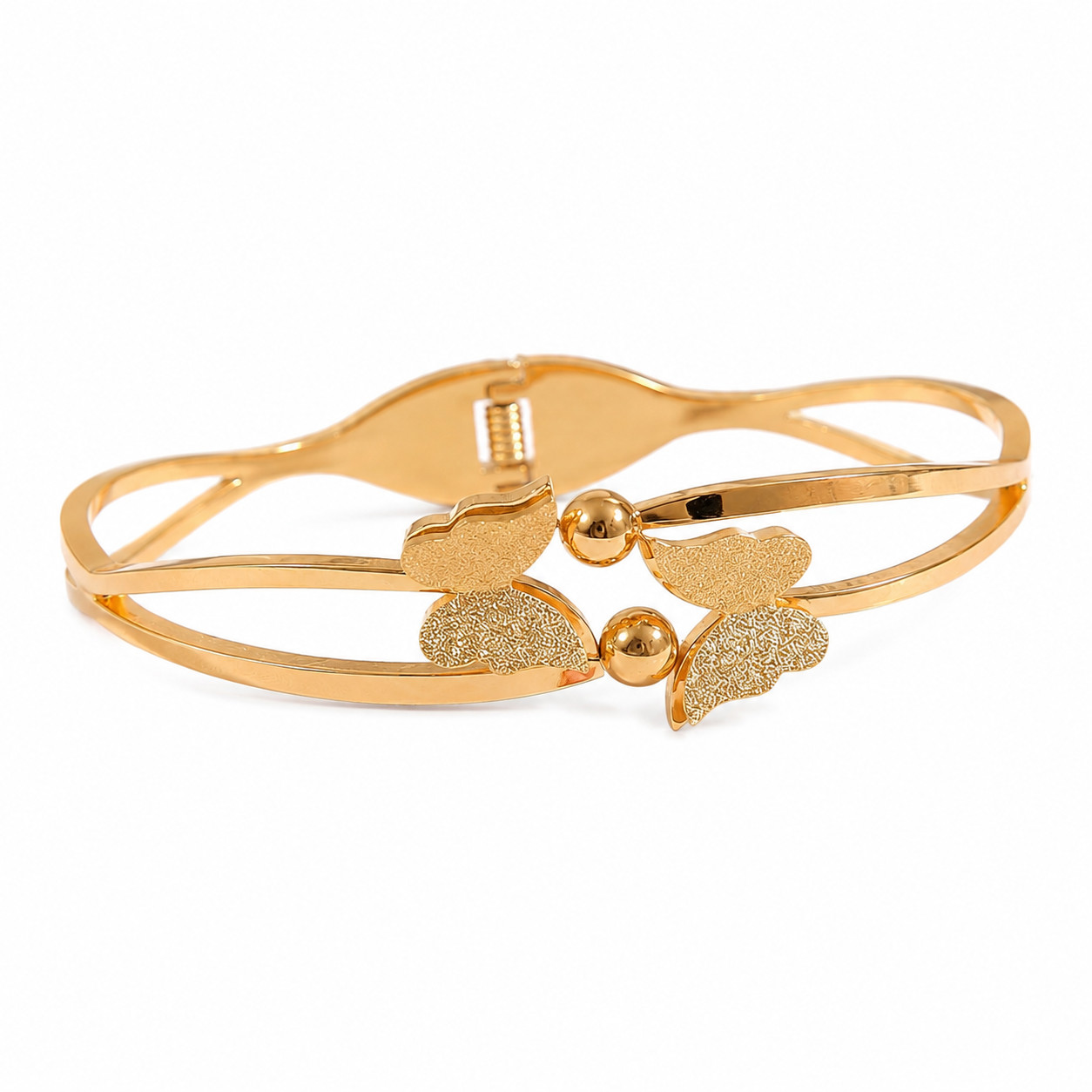 Gold Tone Butterfly Leaf Cuff Bracelet Open Bangle for Women Gift