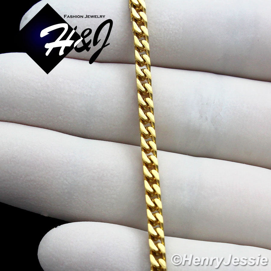 20″MEN Stainless Steel 2mm Gold Plated Franco Box Curb Necklace Cross Pendant*29