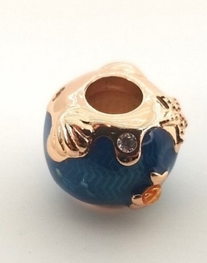 Authentic Pandora 789004C01 Rose Shimmering Ocean Waves & Fish Charm w/ Box E36