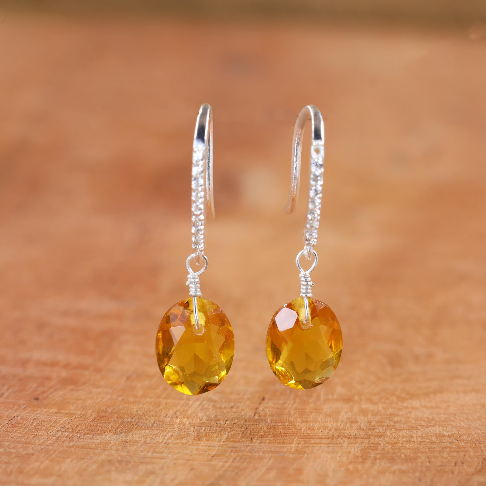 925 Silver Citrine Earrings, Elegant Drop Earrings, Everyday Jewelry for Women