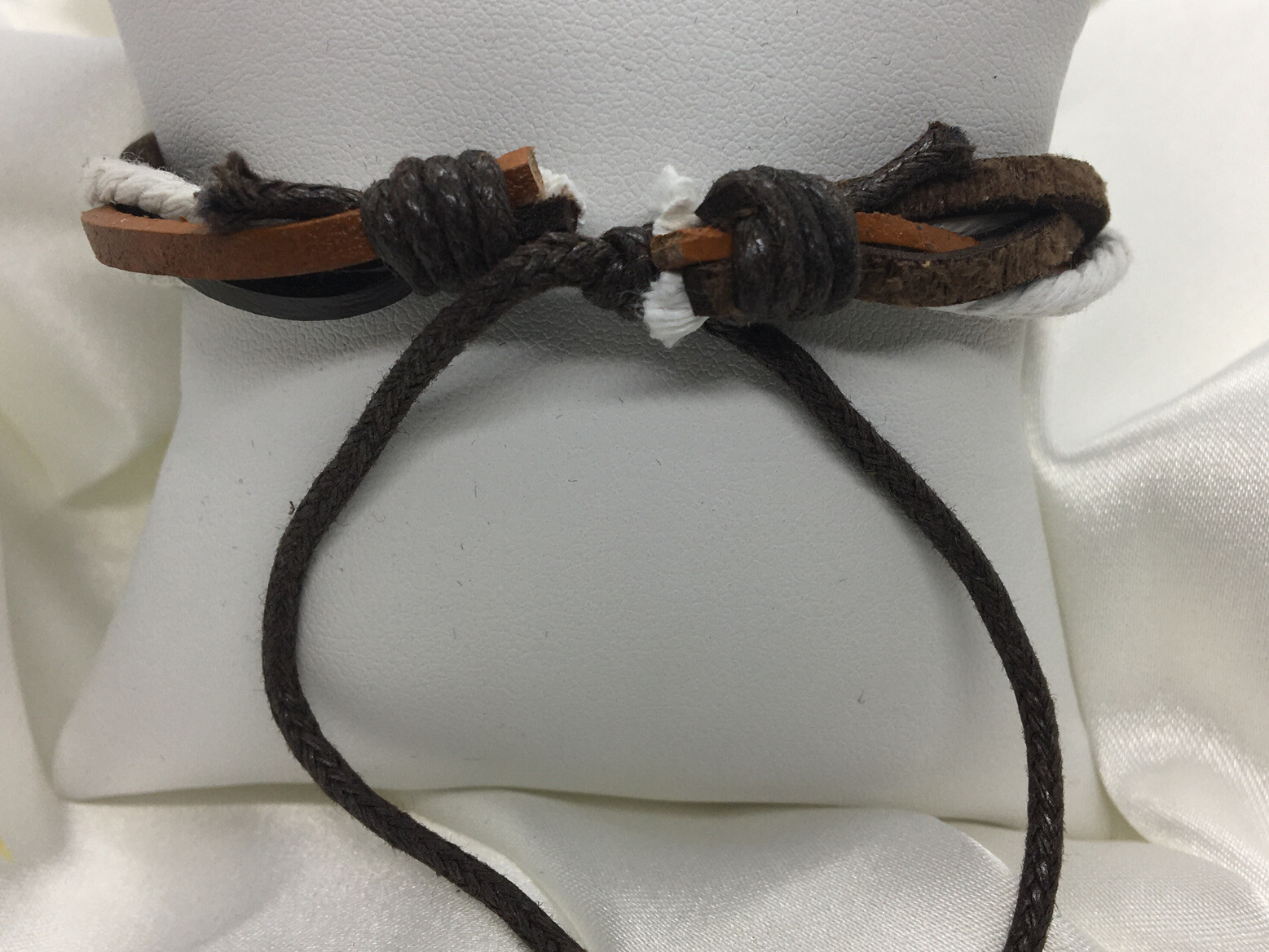 Mens Women Leather Bracelet Wristband Stackable Adjustable Tie 2076