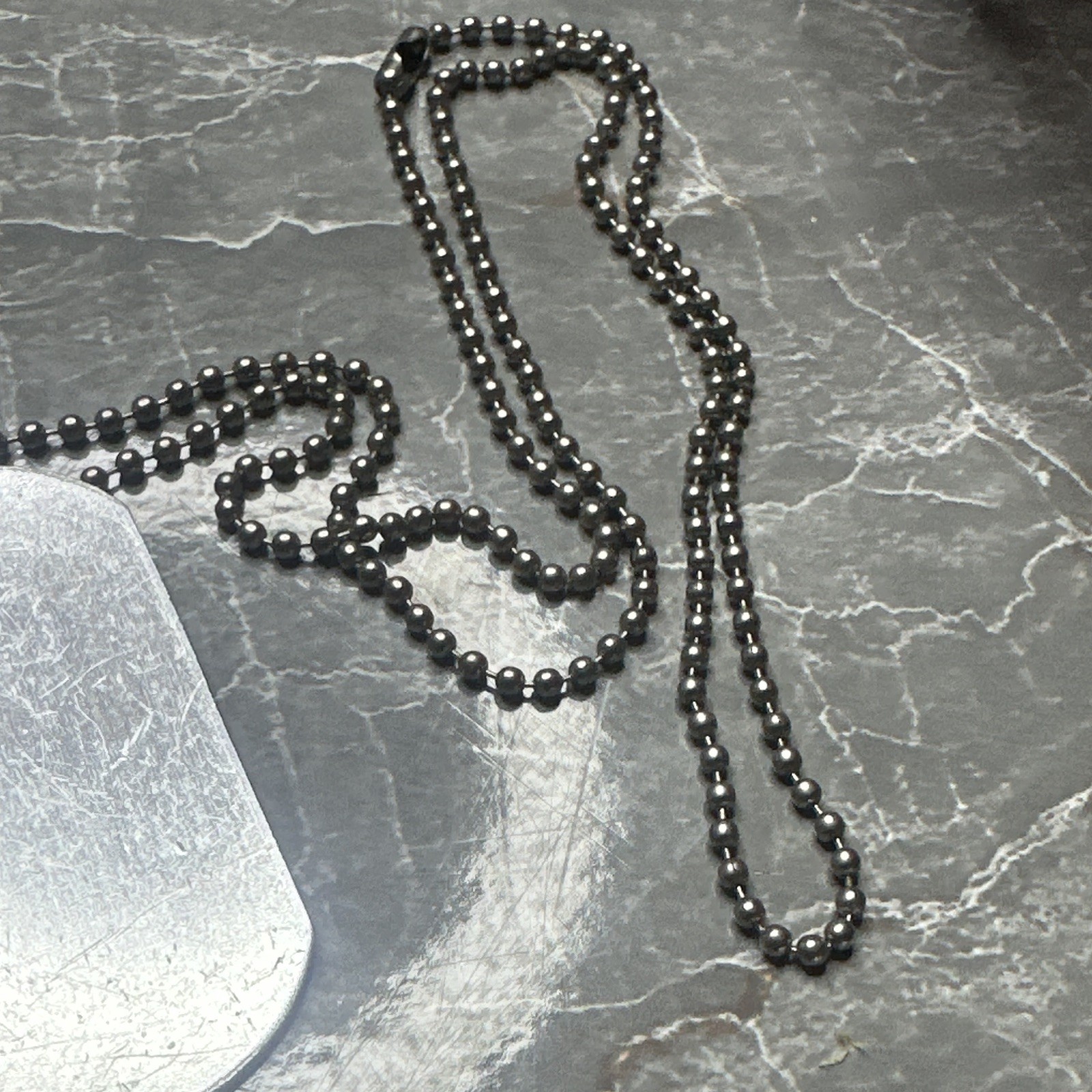 Engraved National D-Day Memorial Dog Tag Necklace Ball Chain Silver/Black