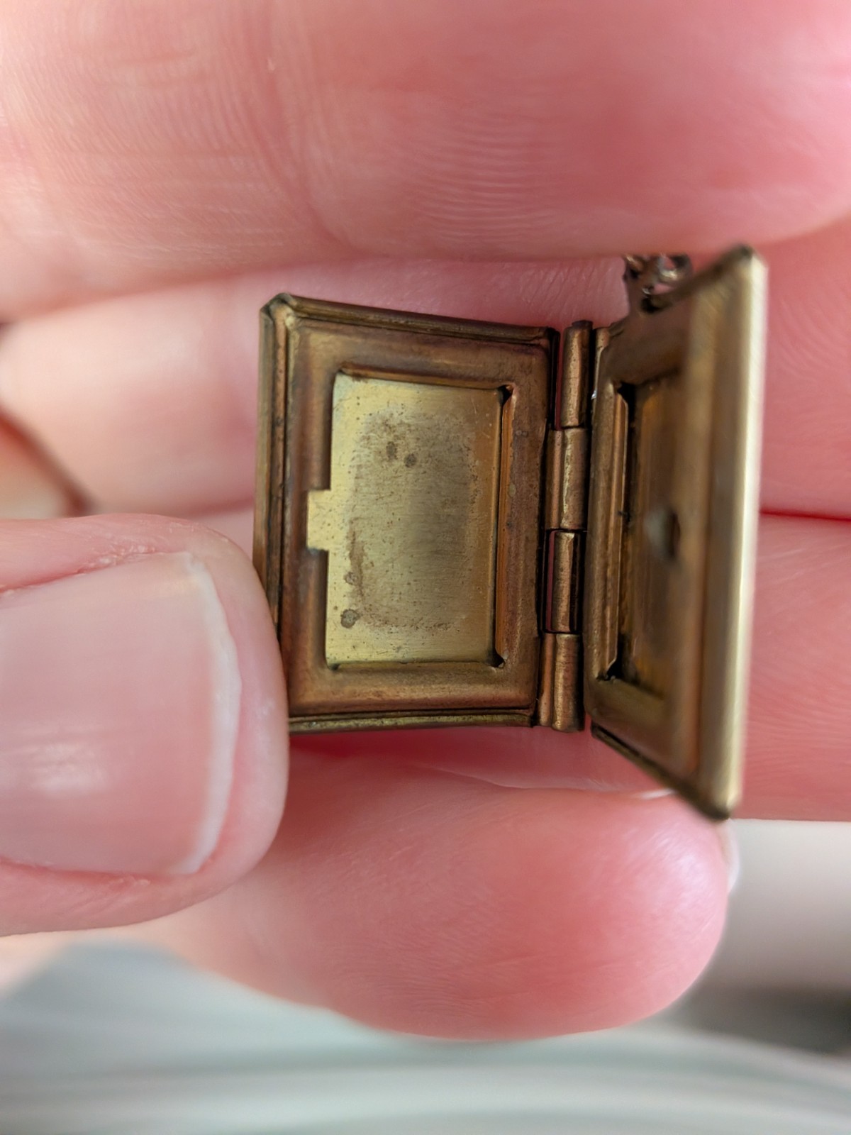 Vintage Brass Book Locket Necklace Cat Eye Glasses Charm Novelty Librarian