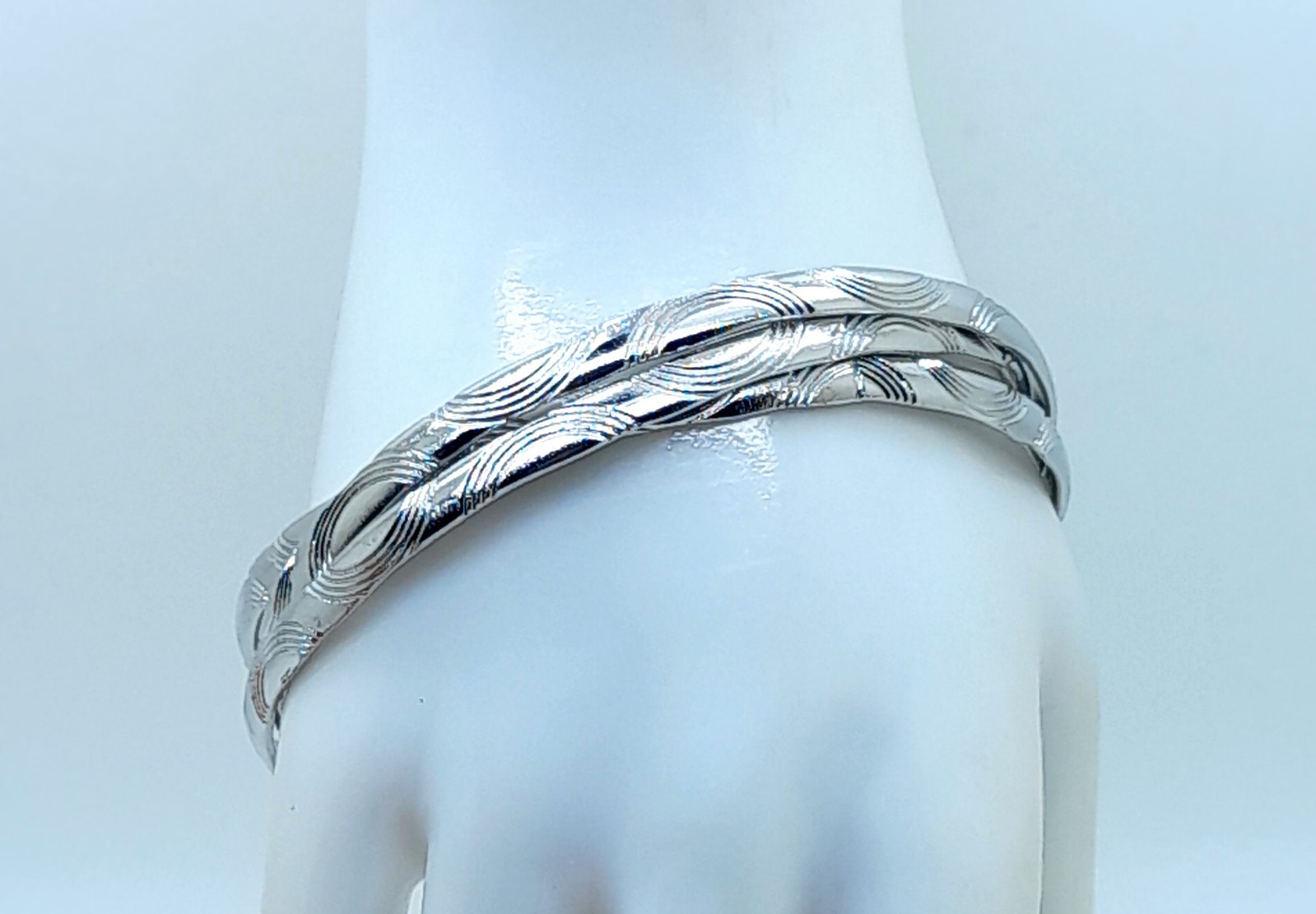 Set of 3 4.5mm Thin simple Rhodium Plated Fashion Jewelry Bangle Bracelets