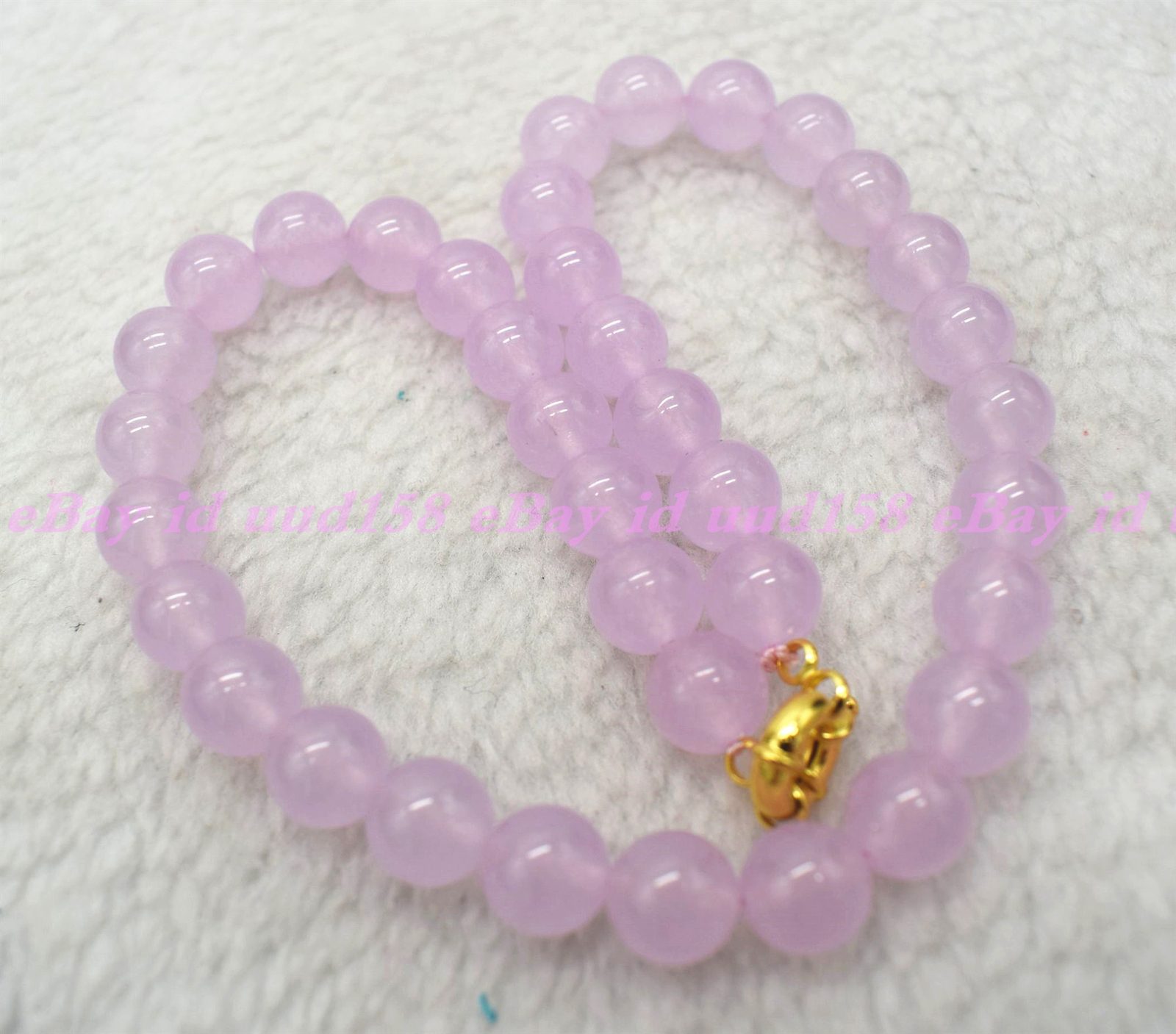 Natural 8mm 10mm 12mm Light Purple Jade Round Gemstone Beads Necklace 18-36″ AAA
