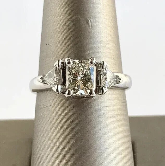 Emerald Cut Simulated Diamond Unisex Stunning Wedding Ring 14K White Gold Plated