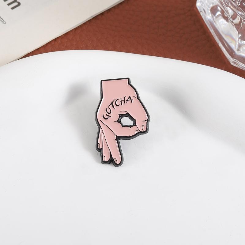 Gotcha Ok Gesture Enamel Pins Brooch Creative Game Okay Gesture Brooche Backpack