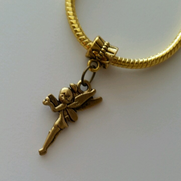 Fairytale Tinker Bell Dangle Charm Bronze Gold Tone European Bracelet Us