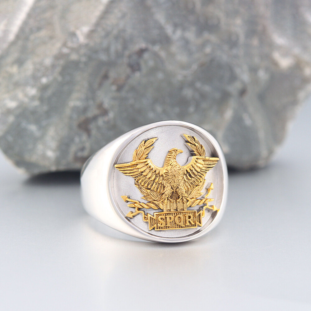 The Roman SPQR Eagle Emblem To Senatus Populusque Romanus Sterling Silver Ring