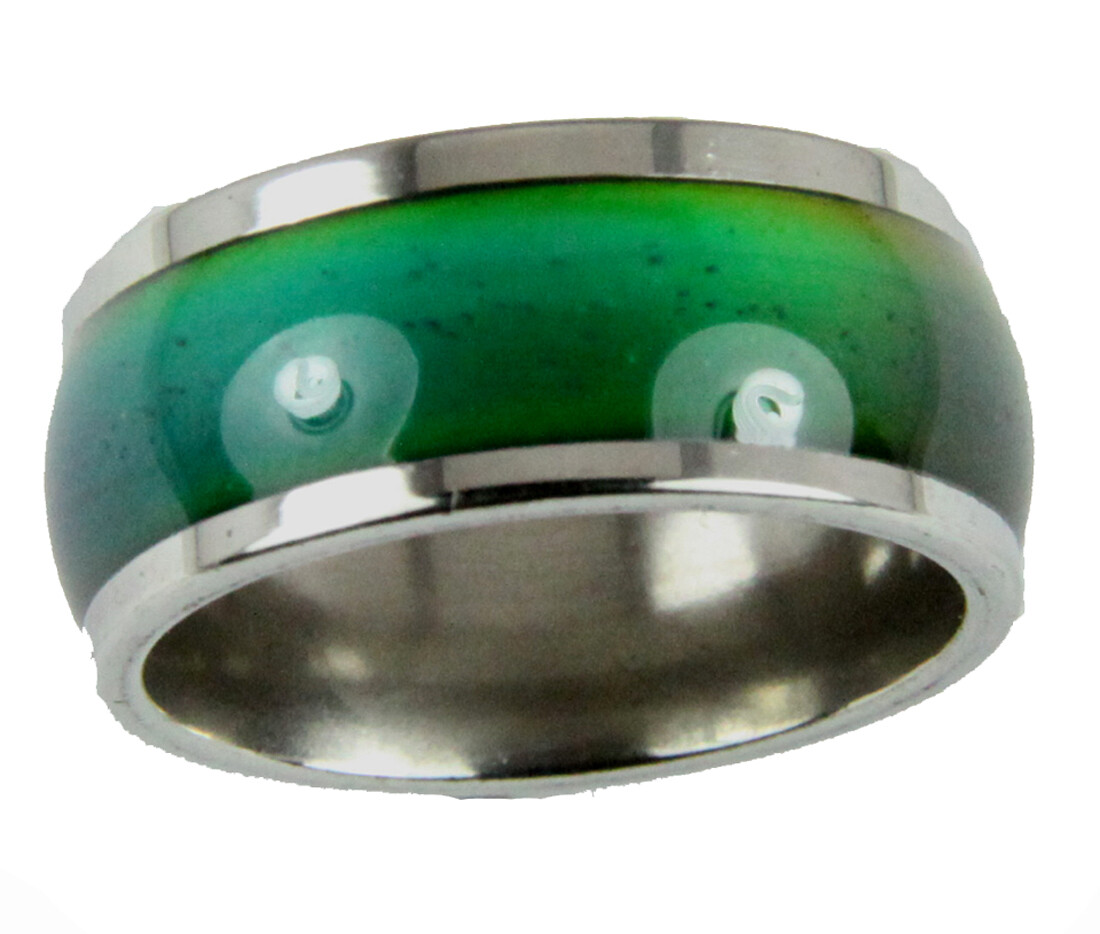 10mm Solid Heavy Stainless Steel Mood Ring Hypersensitive Color 70’s Look Nice