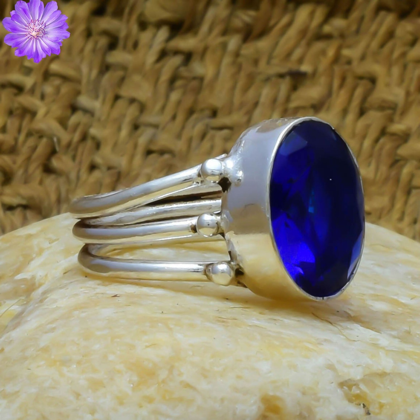 Sapphire Gemstone 925 Sterling Silver Ring Handmade Jewelry Gift For Valentine
