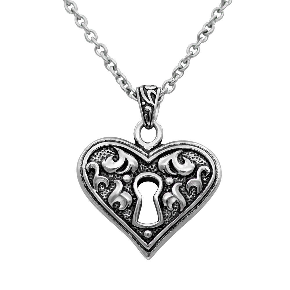Heart necklace Keyhole Reversible stainless steel Pendant necklace By Controse