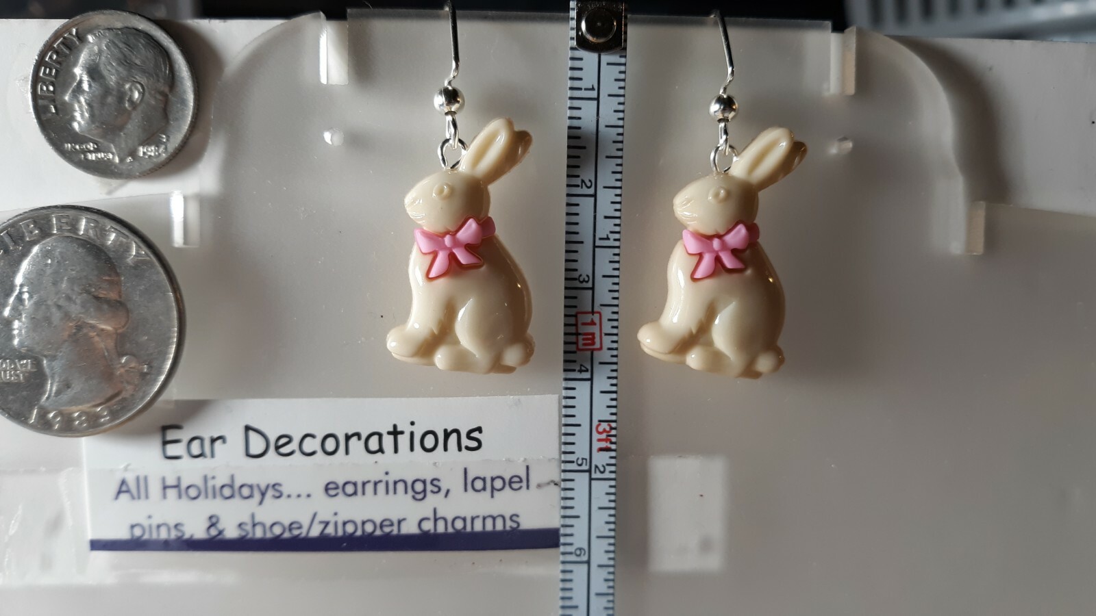 Easter Bunnies Earrings Chocolate, Cream or White Silver hooks Ear Decorations