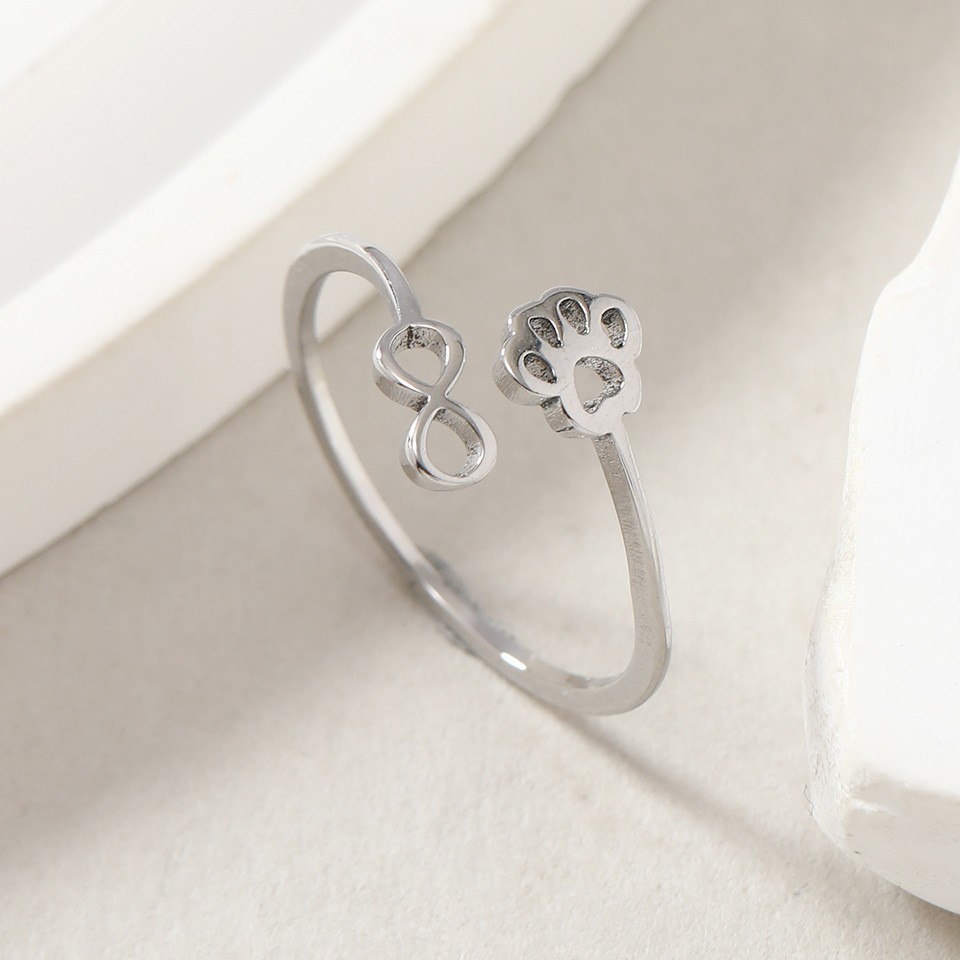 Fashion Geometric Creative Ring Women’s Stainless Steel Ring Adjustable Opening