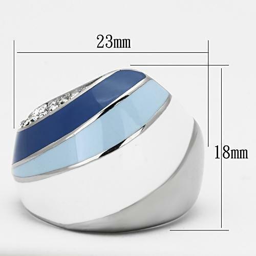 TK809 – High polished (no plating) Stainless Steel Ring with Top Grade Crystal
