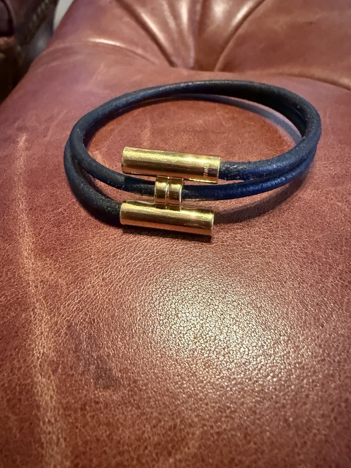 Tournes Tresse black Leather Hermes wrapped bracelet
