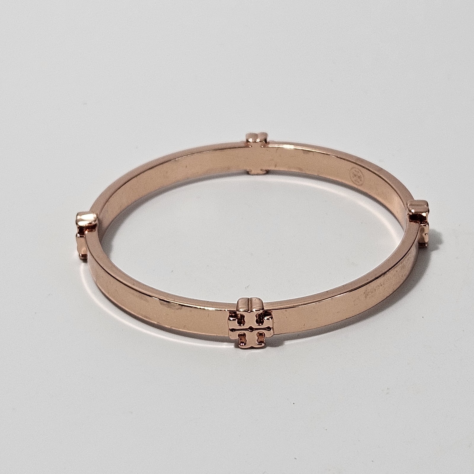 Tory Burch Logo Bangle Bracelet Rose Gold-Tone with Dust Bag