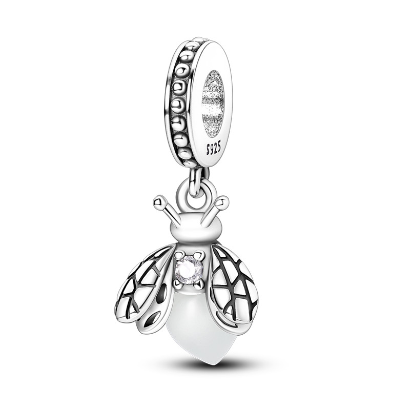 PANDACH Sterling Silver Glow-in-the-Dark Firefly Charm For Bracelet Pendants DIY