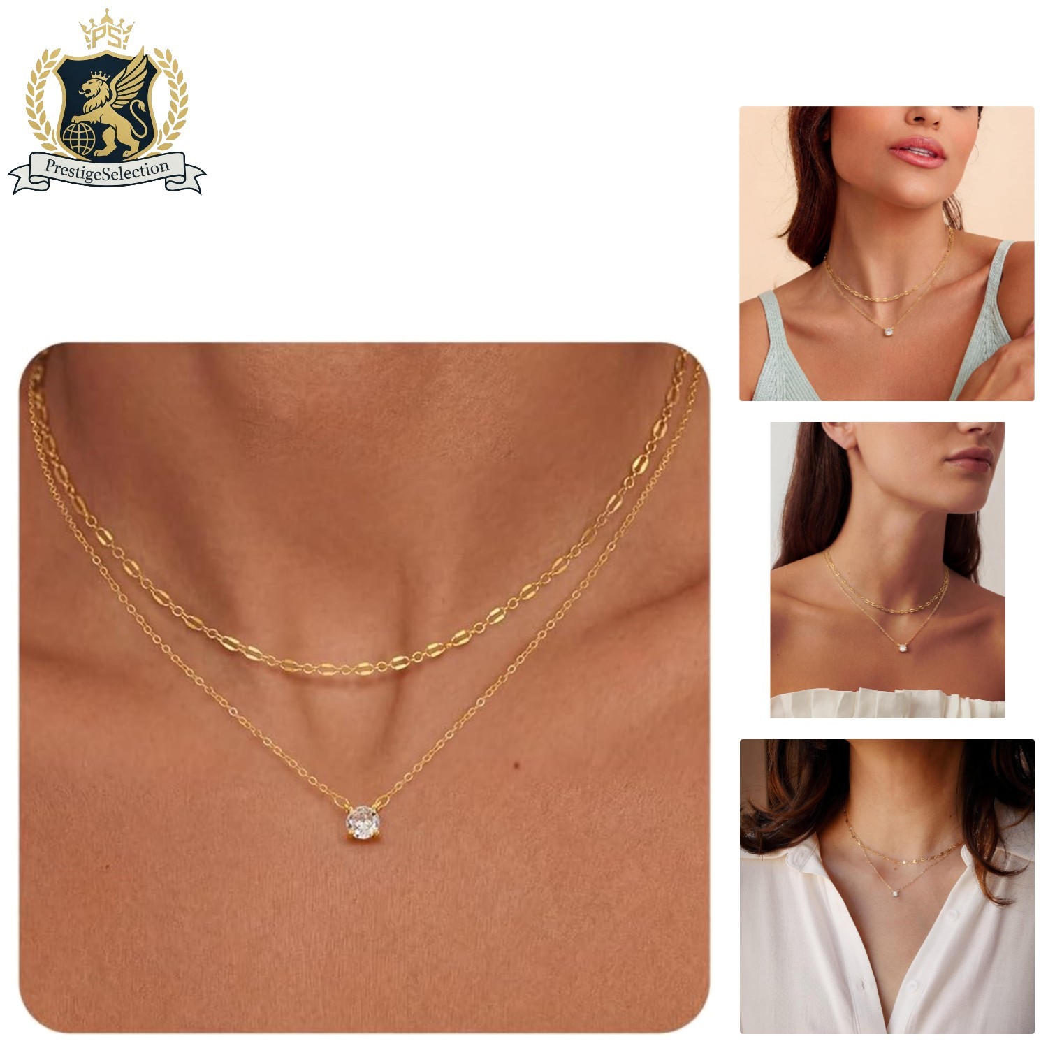 Adjustable 14k Gold Plated Cubic Zirconia Necklace – Perfect for Any Occasion