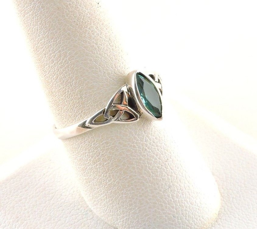 Sterling Silver .75ct Marquise Blue Cubic Zirconia Celtic Ring