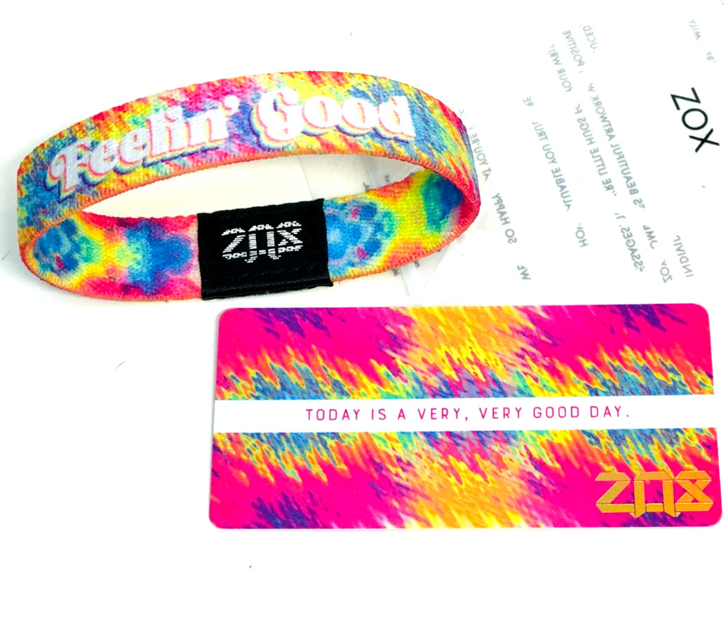 ZOX **FEELIN’ GOOD** Silver Single band w/Card Choose Size NIP TIE DYE