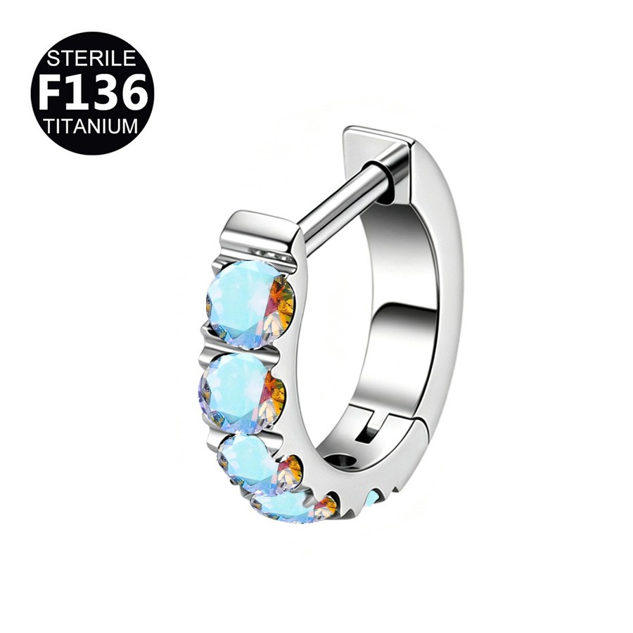 F136 Titanium Clicker 16G CZ Hinged Segment Ring Septum Daith Cartilage Piercing