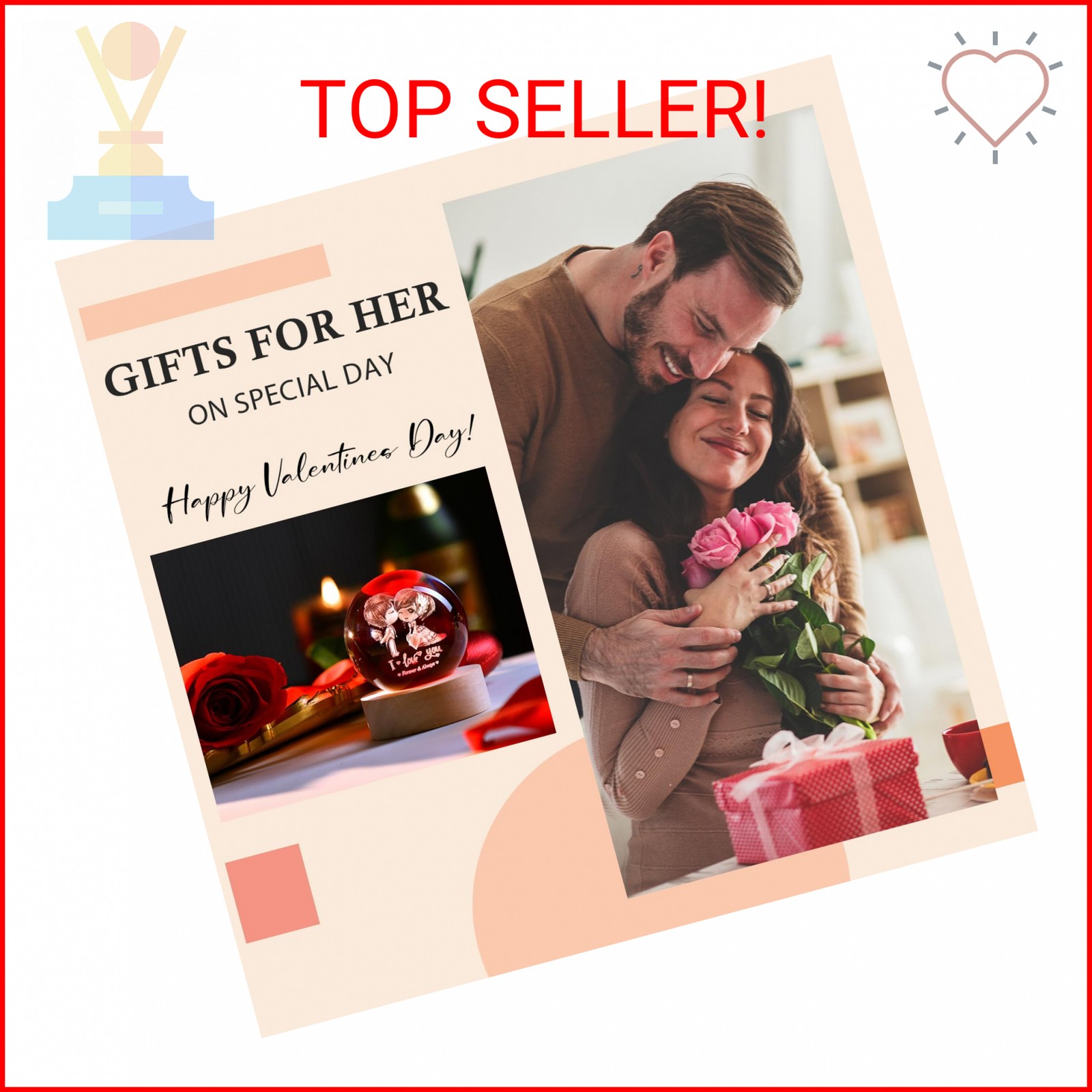 IFOLAINA 3D Couple Crystal Ball Wedding Gifts for Couples Newlywed