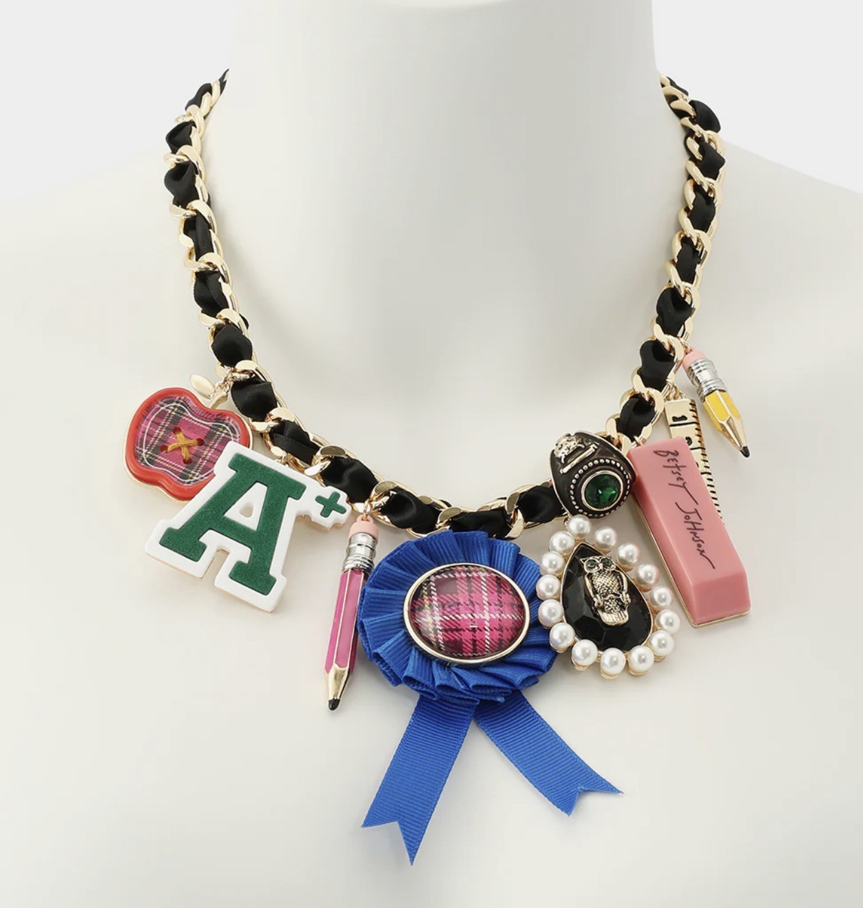 Betsey Johnson 🍎BEST IN CLASS🎓 Charm Statement Necklace NWT