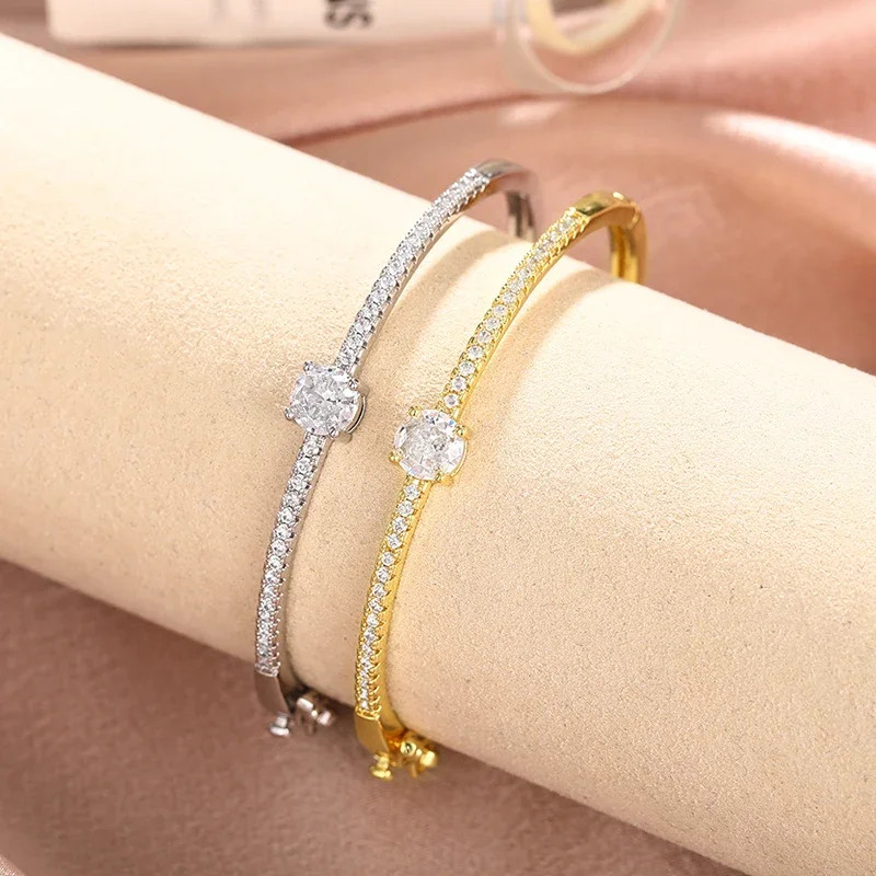 Fashionale Women’s Cubic Zirconia Bangle Silver Color/Gold Color.