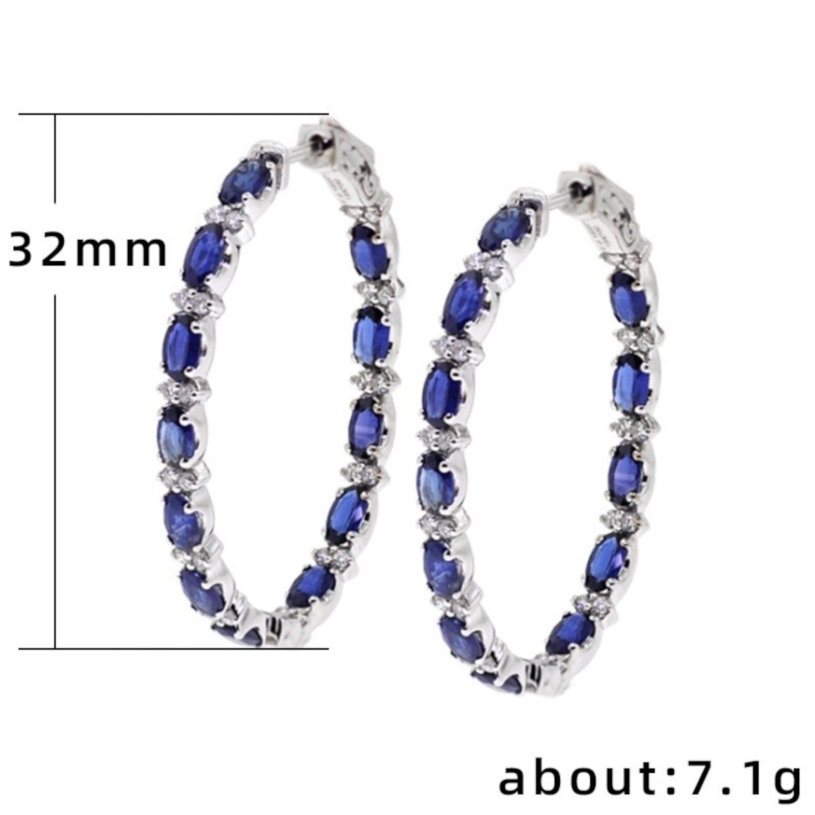 Elegant Hoop Earring Women 925 Silver Cubic Zircon Jewelry Gift B87