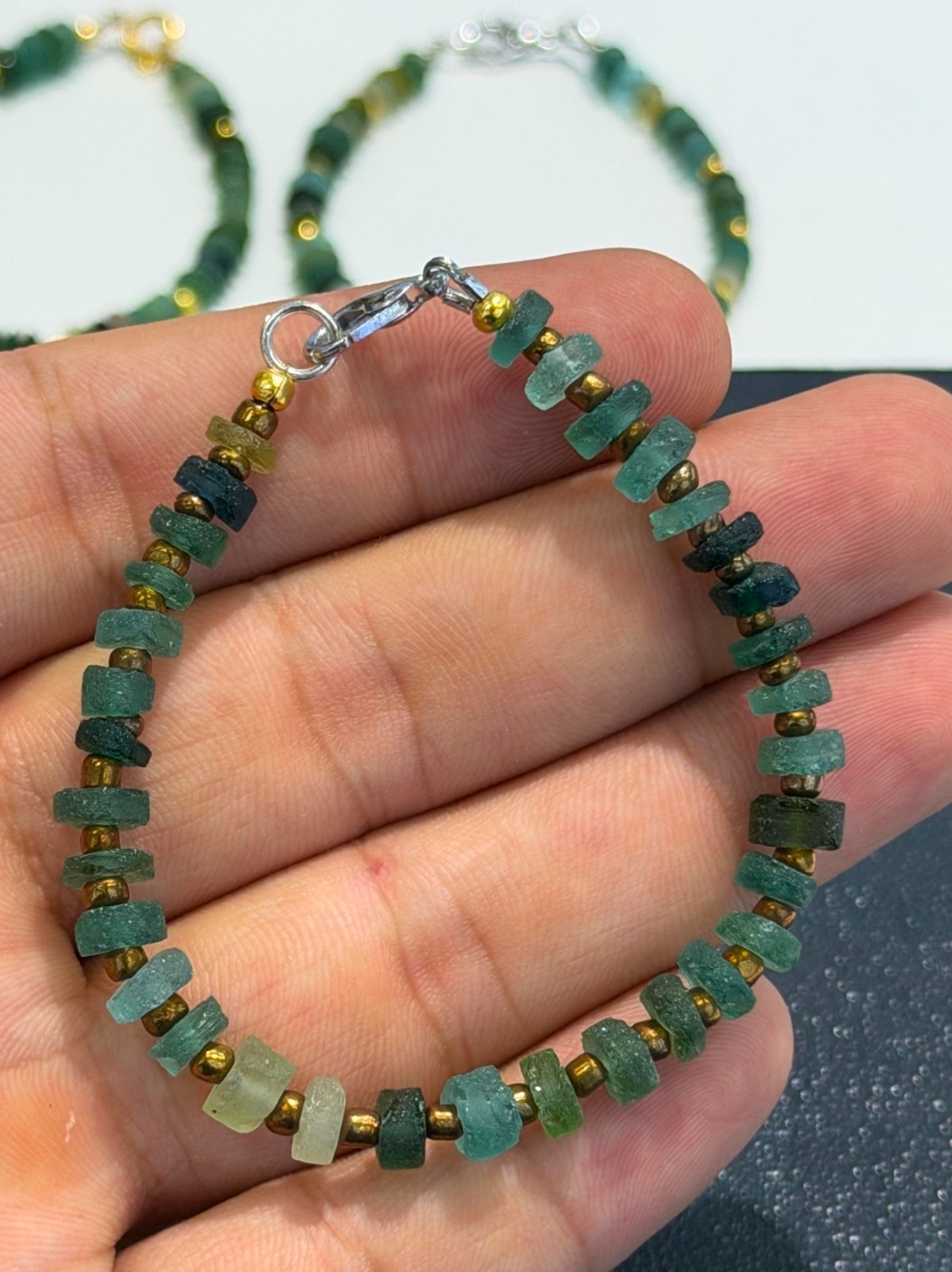 Ancient Roman Glass Bracelet Handmade Beaded Antique Vintage Authentic Gemstone