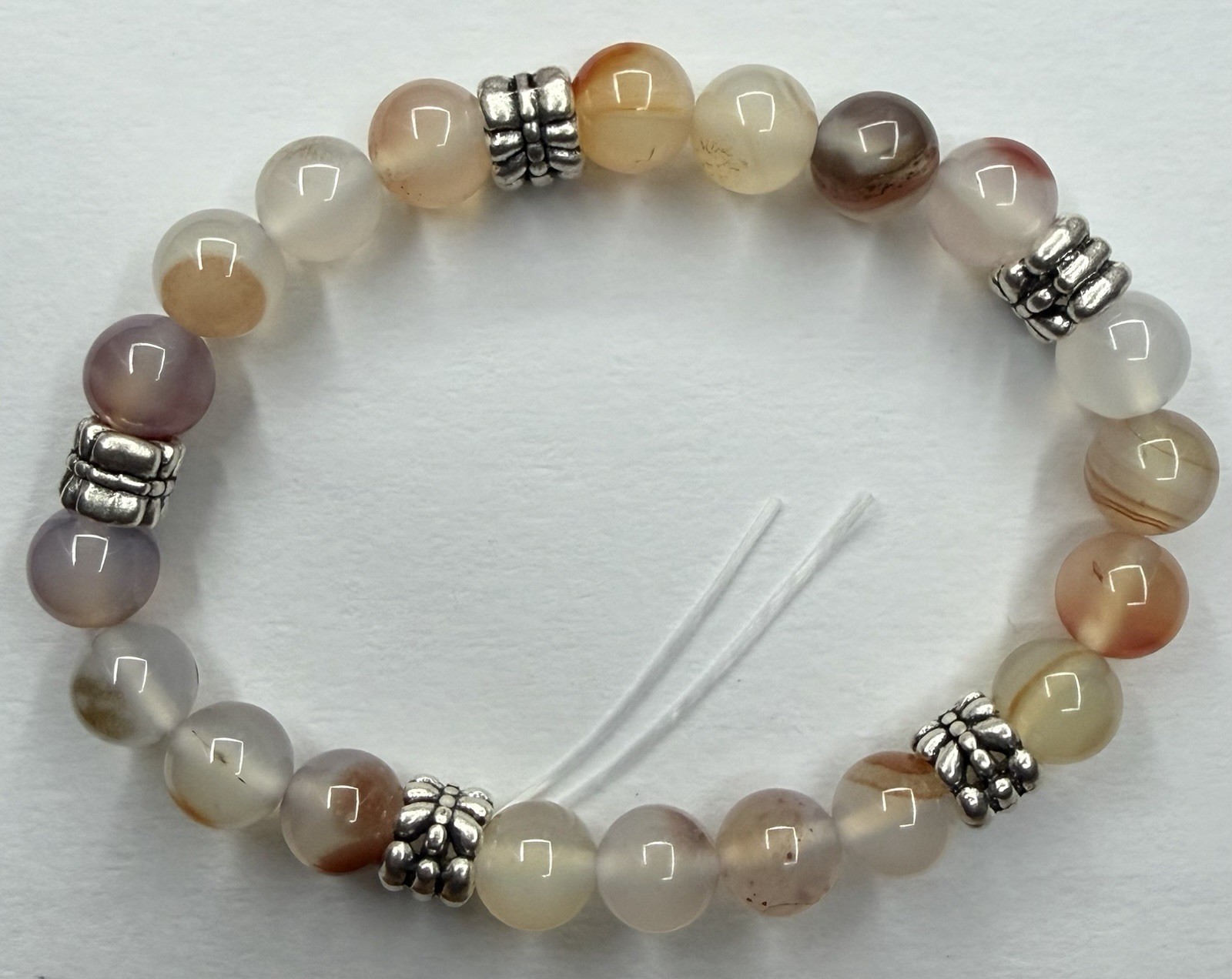 Flower Agate Crystal Bead Bracelet
