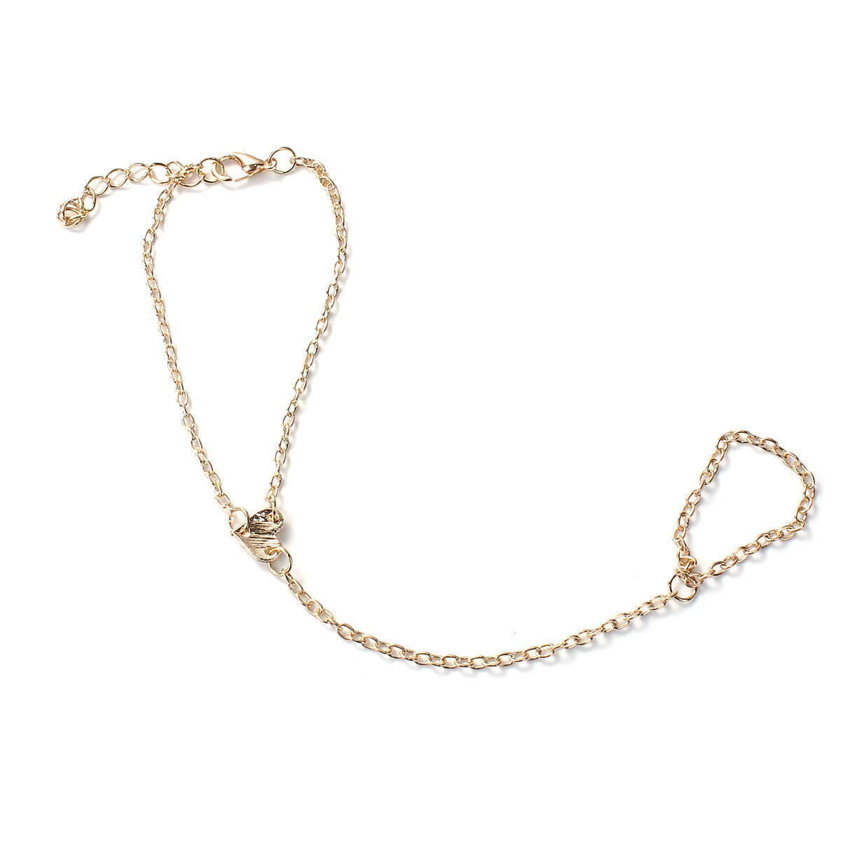 Sexy Sparkles Retro Bracelet Finger Ring Bangle Slave Chain Gold Plated