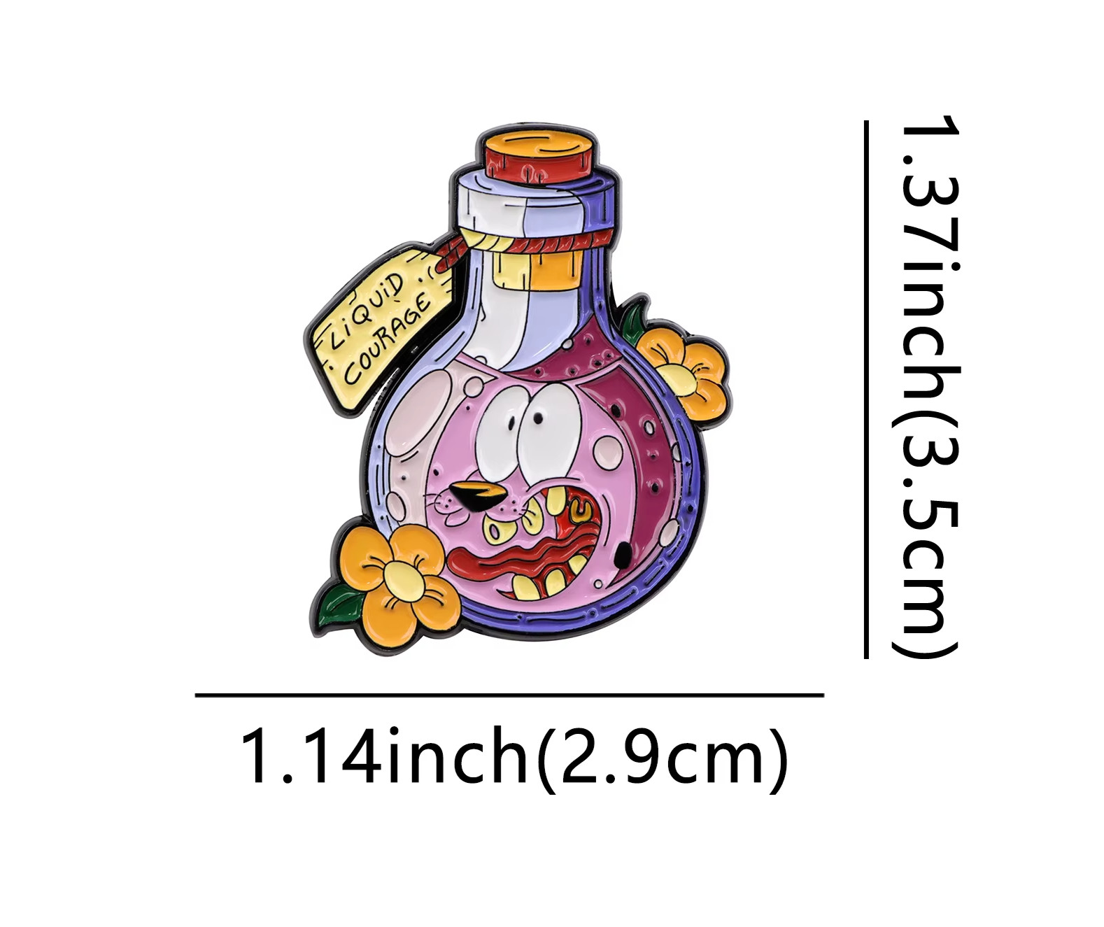 Courage The Cowardly Dog Liquid Courage Inspired Multicolor Metal/Enamel Pin