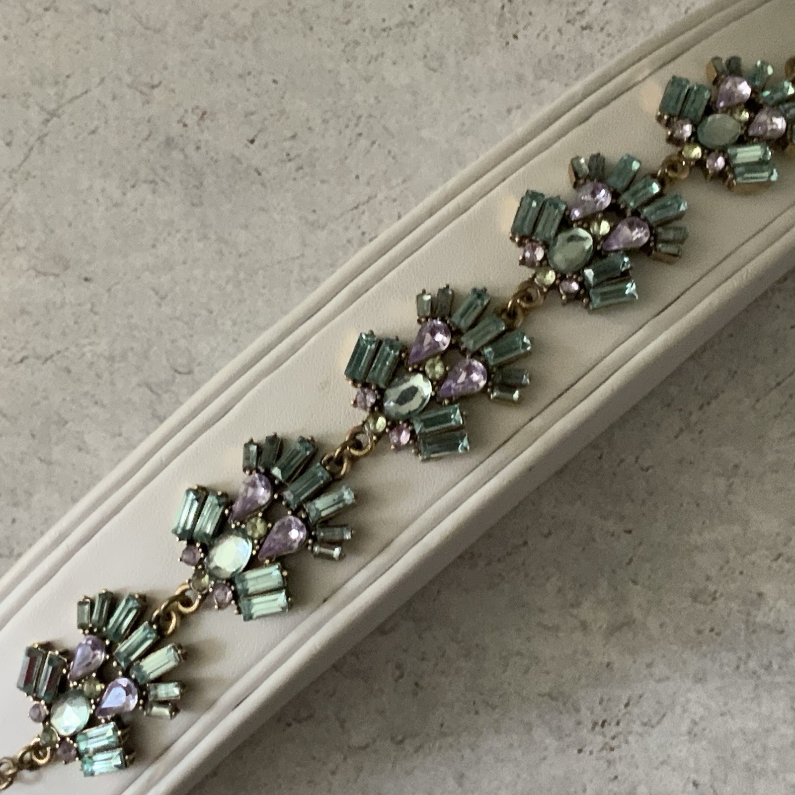 Jewelmint Blue Rhinestone Bracelet Gold Tone Statement Link Bracelet 7 Inch