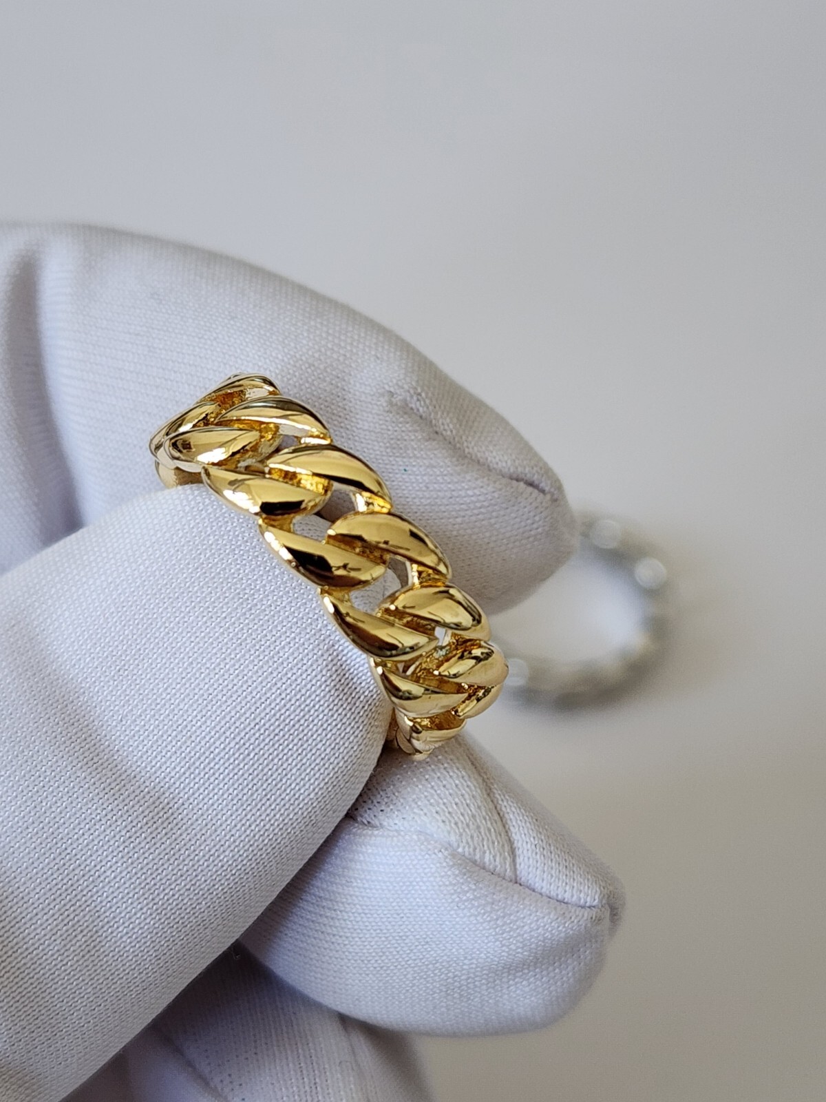Gold, Silver Plated Cuban Chain Link Ring Unisex Hip Hop Jewelry Women, Men