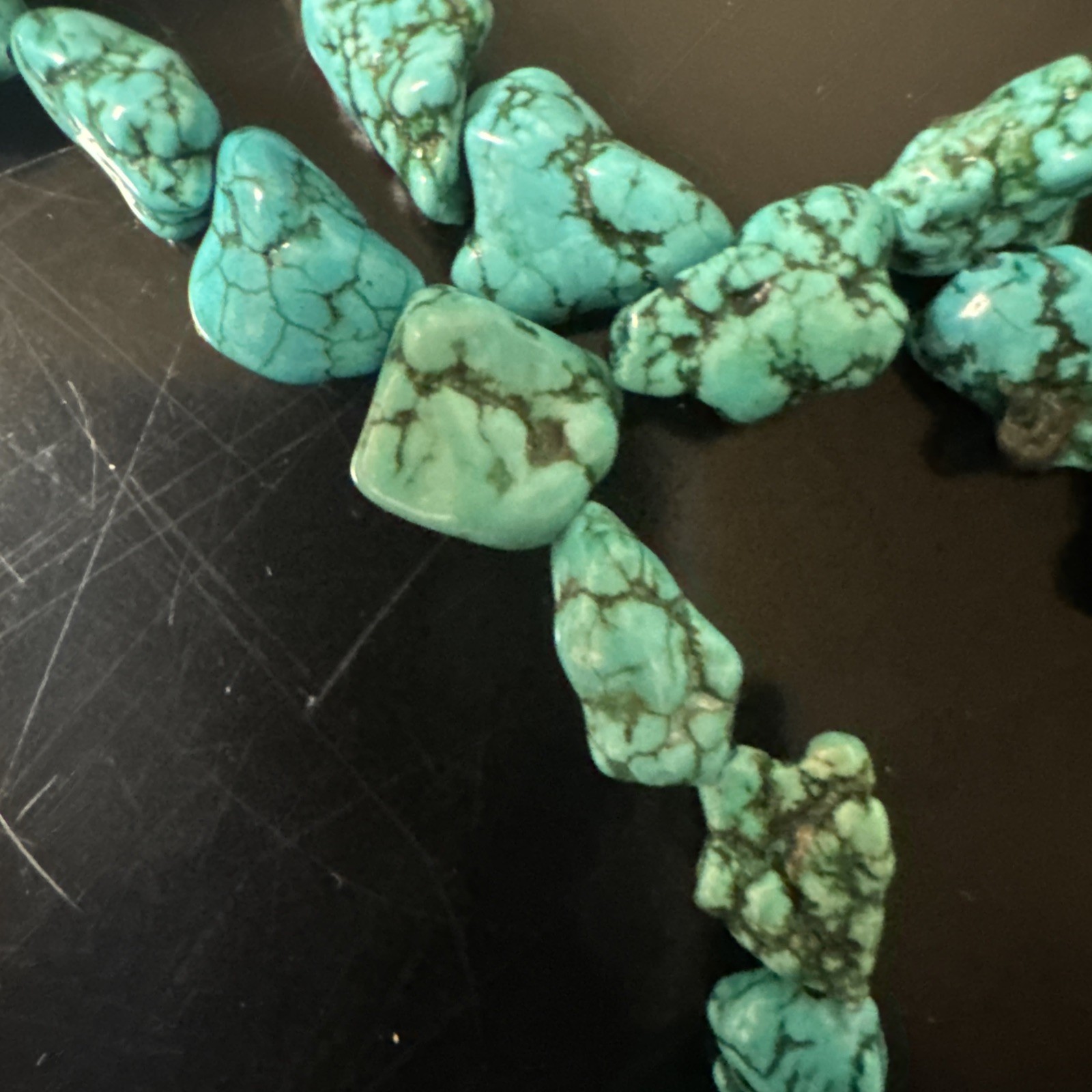 Block Turquoise Tie Back Necklace