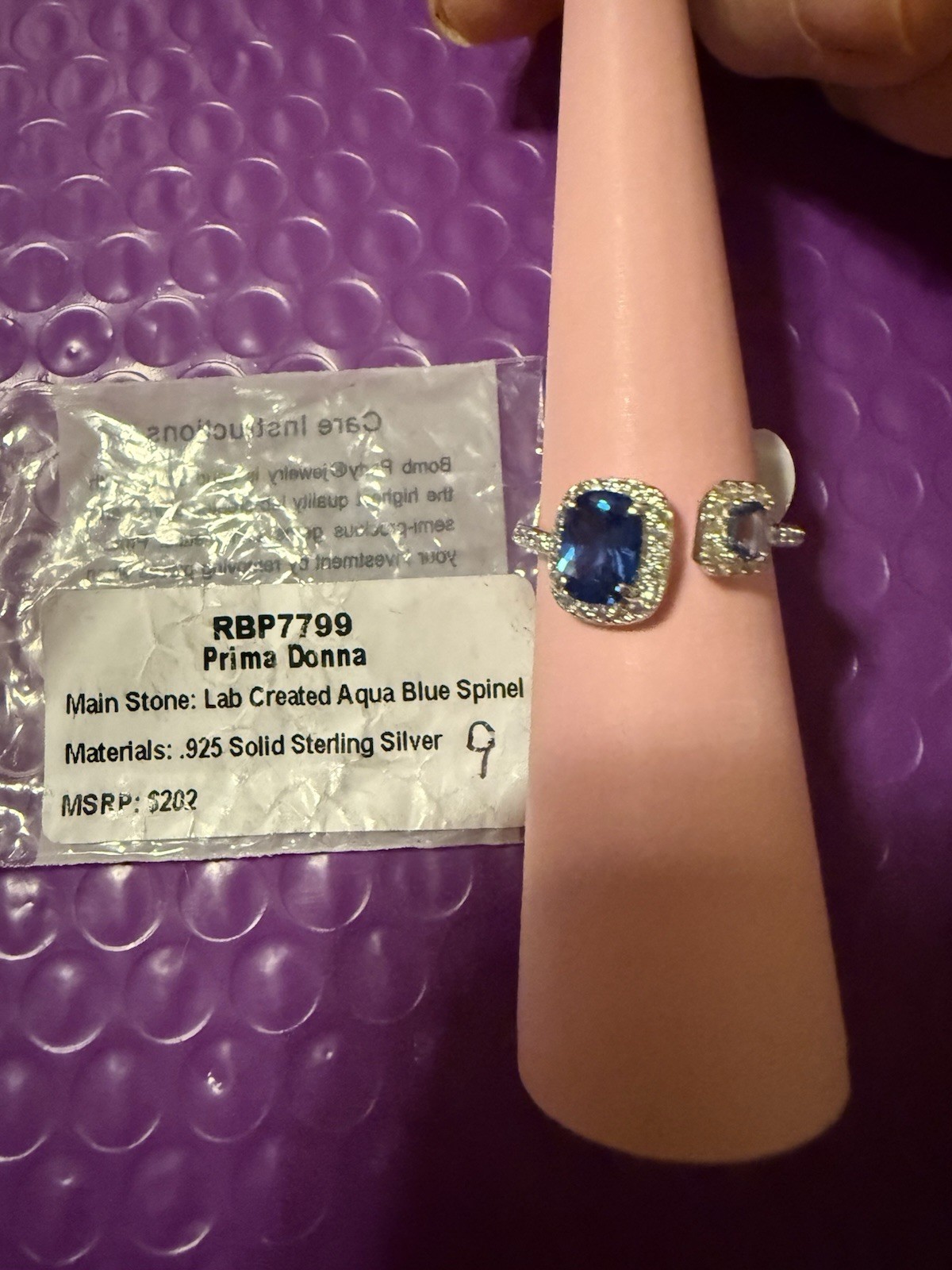 RBP7799 Prima Donna, Aqua Blue Spinel, 925 Solid Sterling Silver