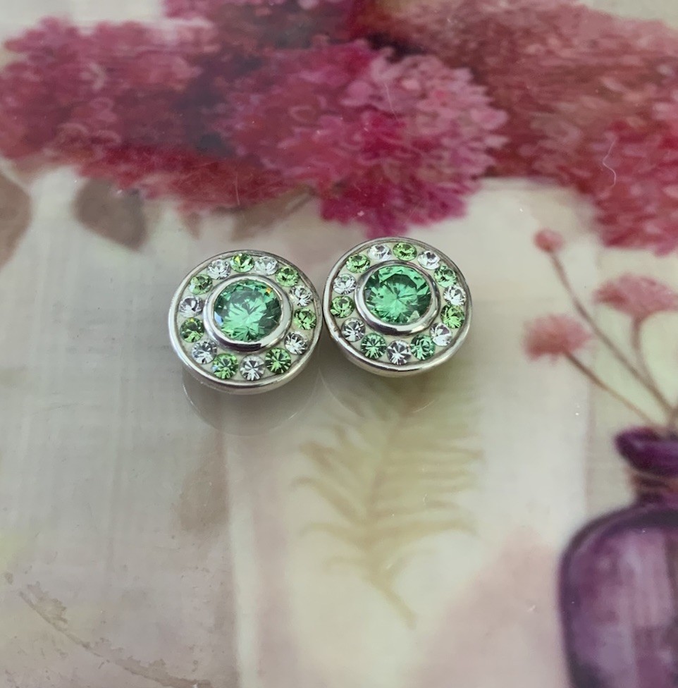 Kameleon Sterling bright Green & White Crystals (2available) Pendant Not Include