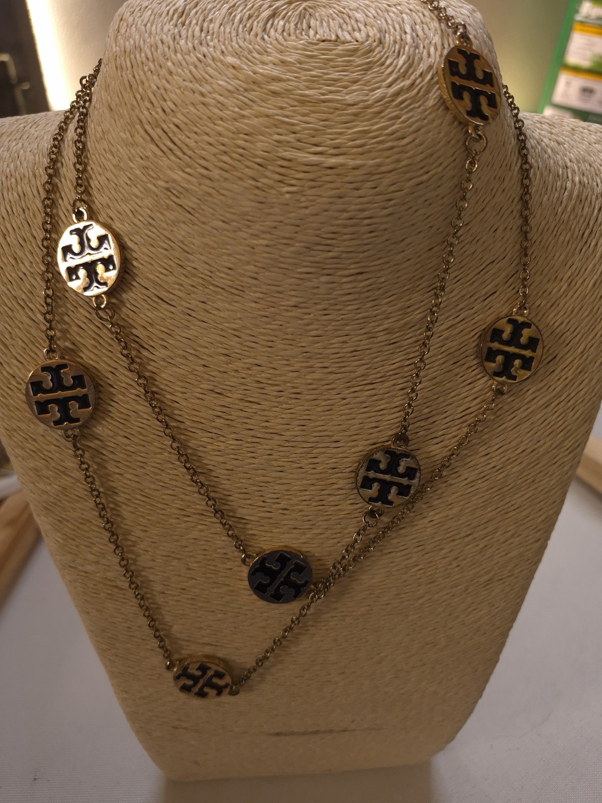 Vintage Tory Burch Miller Logo Necklace Lot of 2 Long Necklaces