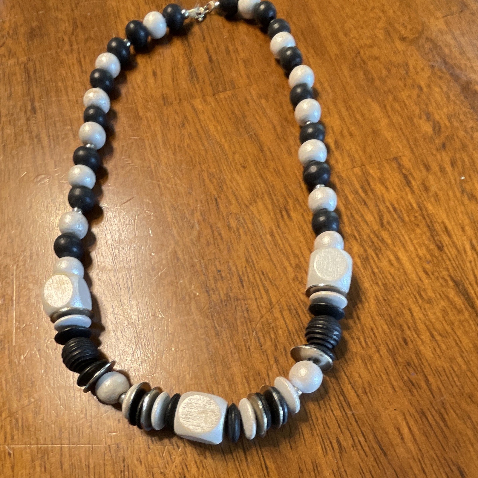 Vintage 1980’s Acrylic Lot of 6 Black & White Round Beaded Necklaces