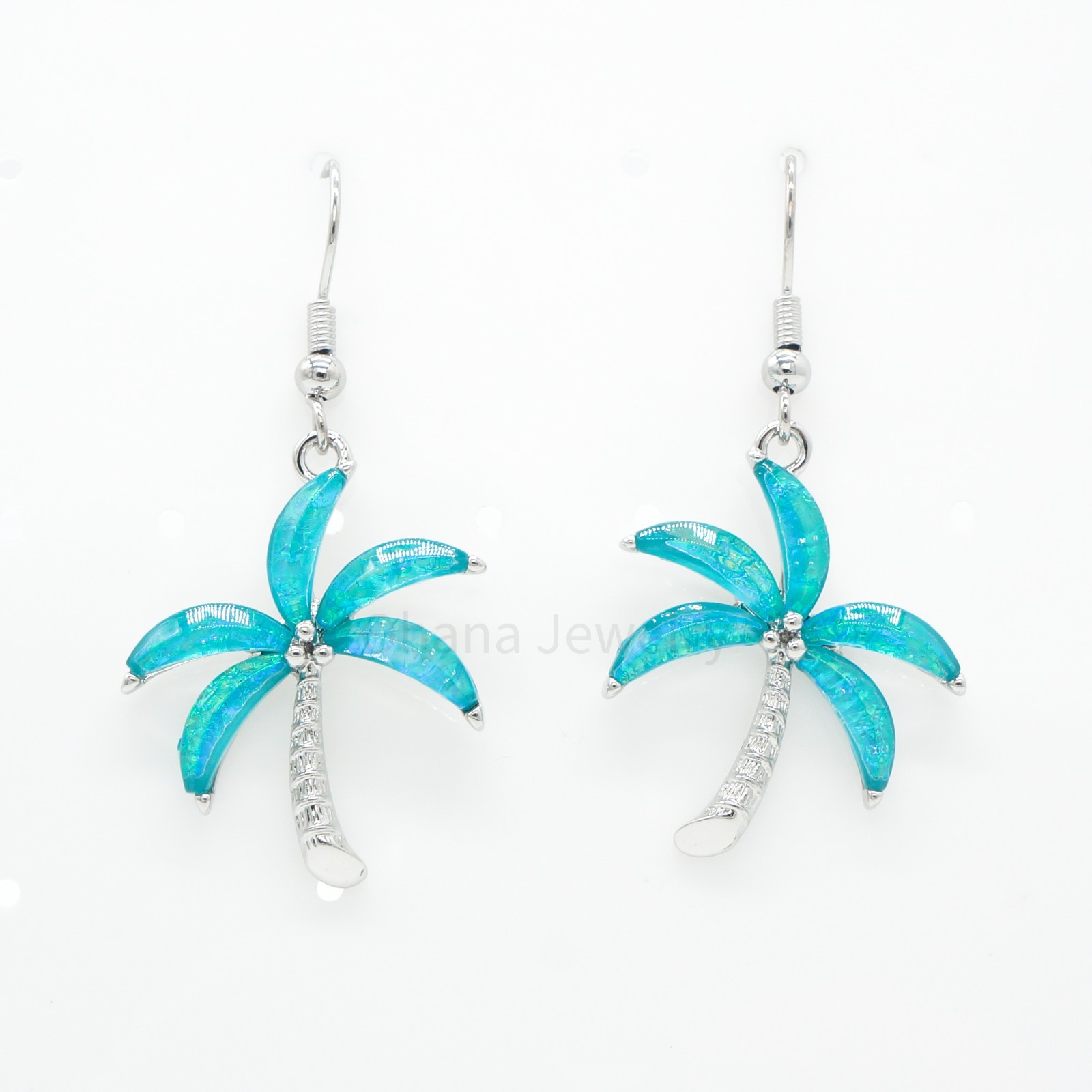 Resin Metal Alloy Hawaiian Fashion Dangle Hook Earrings – Palm Tree