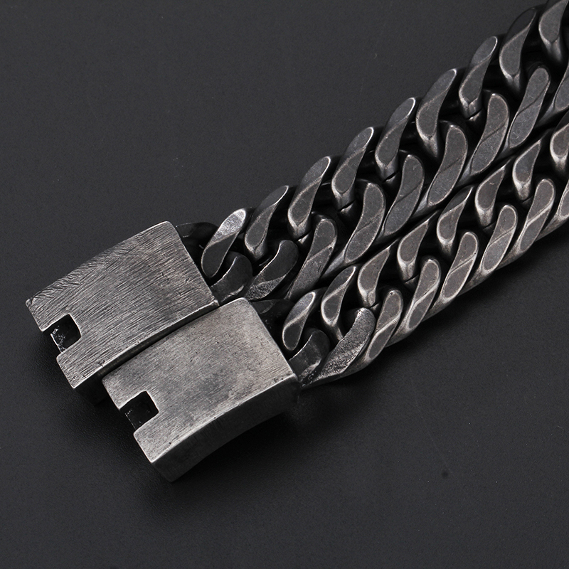84g Men’s 16mm stainless steel Link Chain Bracelet Biker Vintage design Black