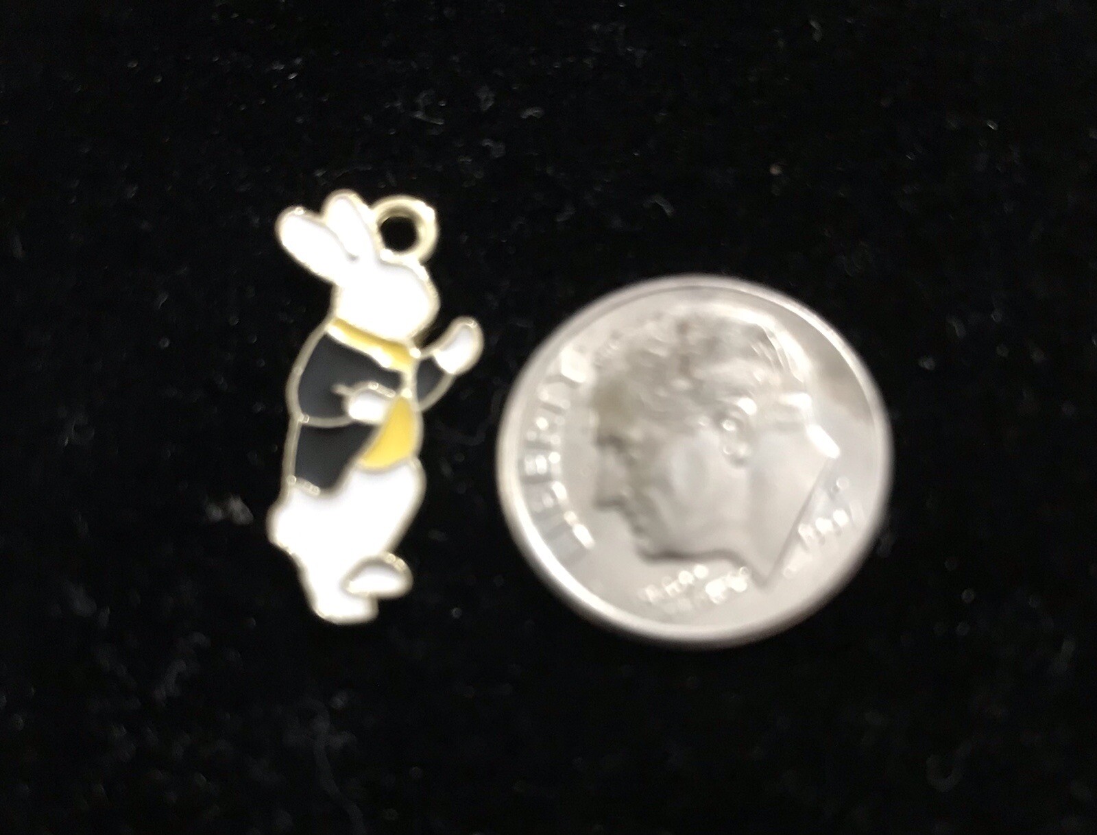 Dressed Up Bunny Rabbit Easter Enamel Bangle Pendant charm K2 or Necklace Charm