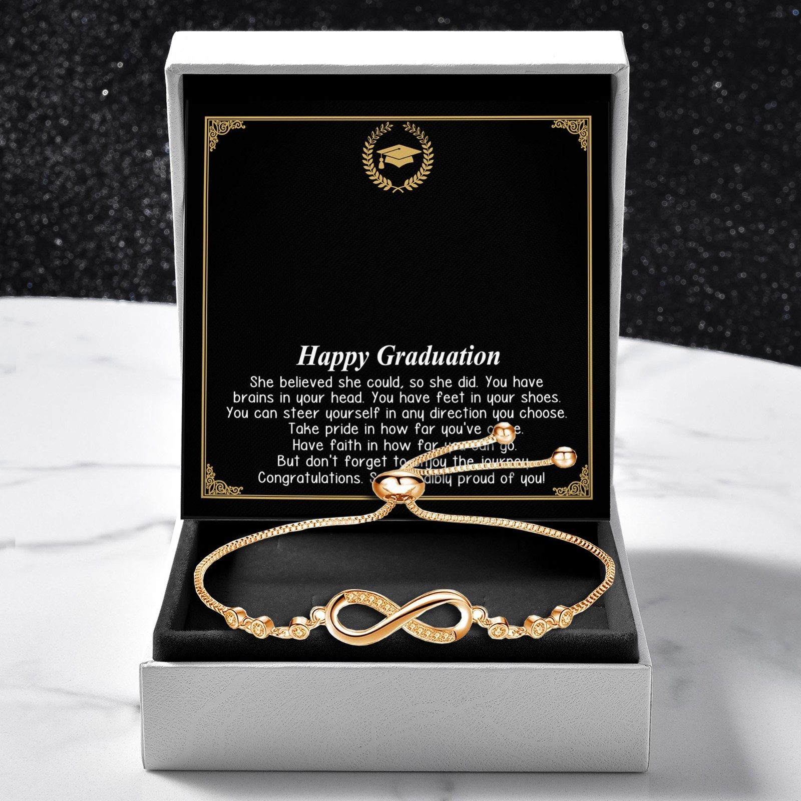 Happy Graduation Bracelet Infinity Class of 2026 Graduate Jewelry Gift for Her