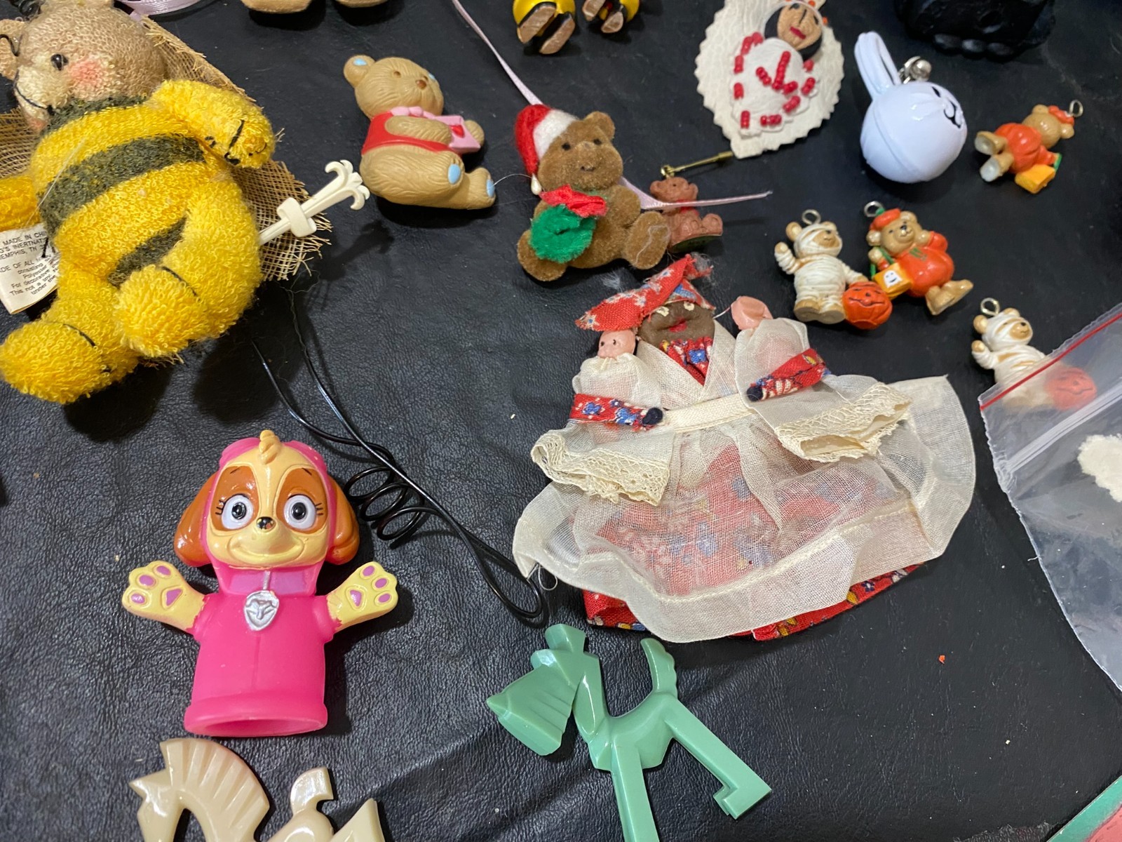 Farrell’s doll hat enamelware plate figures pins brooch teddy bear toy lot