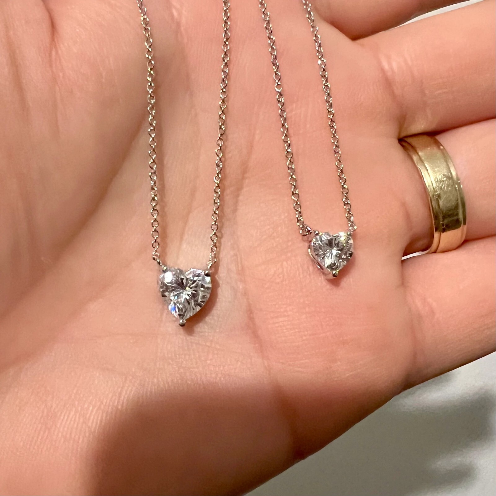 1 – 2 Carat Moissanite Heart Cut Solitaire Necklace – 925 Silver or 14k Gold