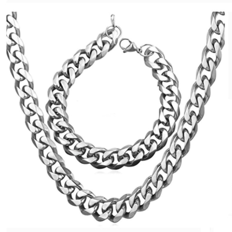 16-36″ Silver Chain 3/5/7/9/11mm Mens Womens Necklace Cuban Curb Stainless Steel