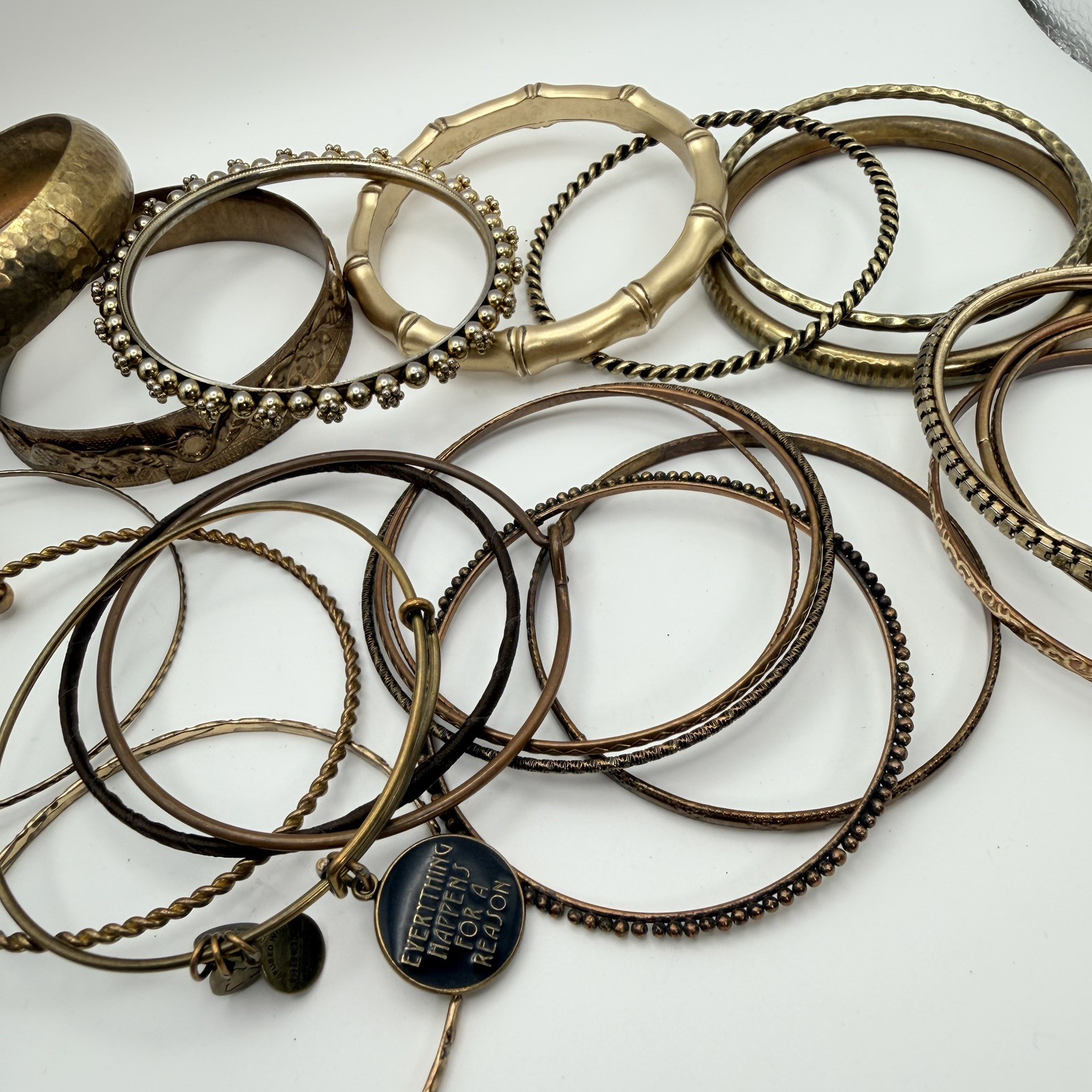 Lot Of Gold Bronze Tone Bangles Bracelets & Cuffs Mixed Wearable Craft Resale